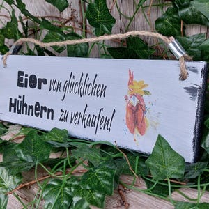 Chicken sign &quot;Eggs from happy chickens for sale&quot; - Chicken coop (387)