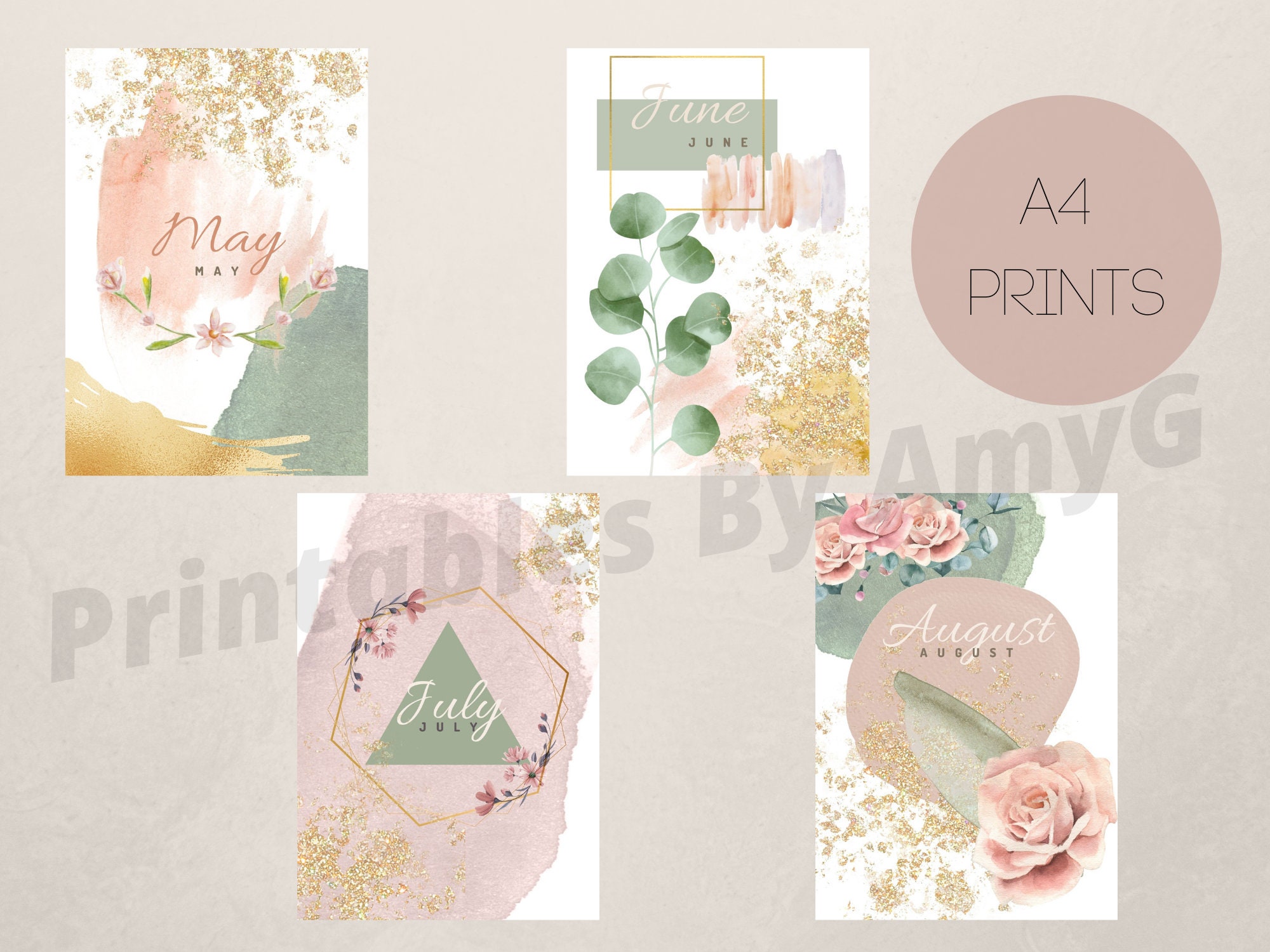 Printable Monthly Planner Cover Pages. Abstract Watercolour. Etsy