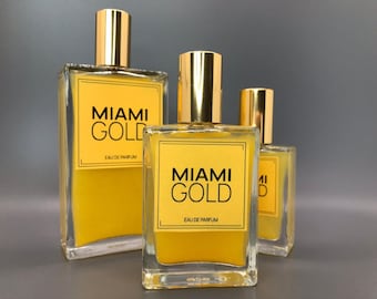 Miami Gold Eau De Parfum, Perfume for Her Luxury Handmade Scent Perfect Gift, Womens EDP Citrus, Coconut, Vanilla Notes