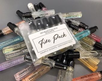 Perfume Sample set 5 x 2ml pack - five Perfumes from my shop EDP and EDT. Powdery, Tropical, Fresh or Floral, Womens and Unisex