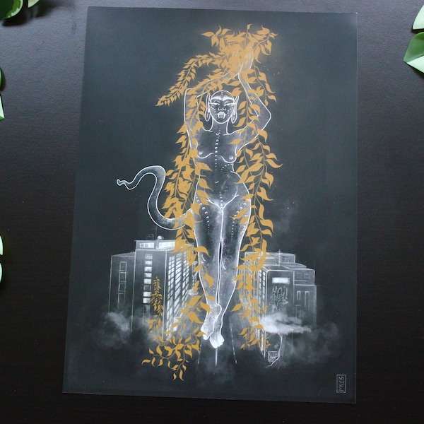 Golden Plant Magic A4 Print