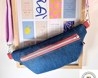 Marsupio impermeabile in denim blu, borsa a tracolla, marsupio, resistente all'acqua, borsetta, borsa da festival