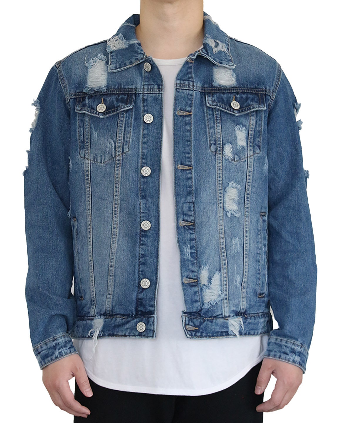 アウターその他 Fallett Destroyed Denim Jacket Blue FA2401JK04BL 17218204_34984460_1000.jpg