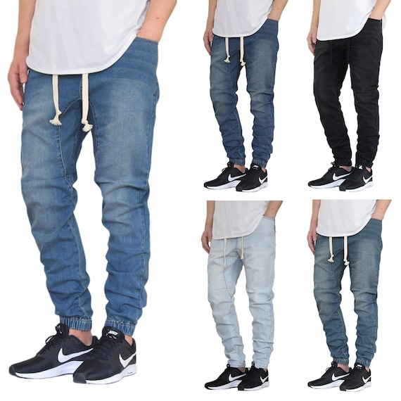 Men's Stretch Slim Fit Denim Joggers S to 5XL 