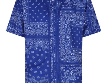 blue dress for baby girl Bandana Print Long Sleeve Revere Shirt main image 1