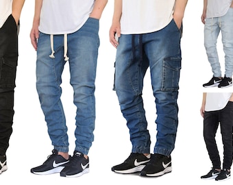 Men's Stretch Drop Crotch Denim Joggers (S to 5XL)