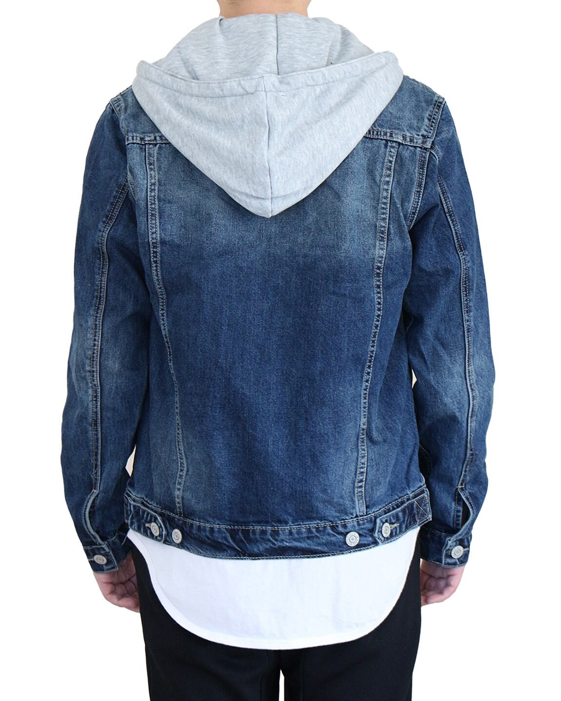 Men's Distressed Denim Hoodie Jacket 