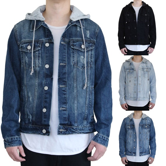 mens denim hoodie