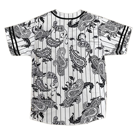 Men's New Bandana Print Baseball Jersey Button Down Shirt (S to