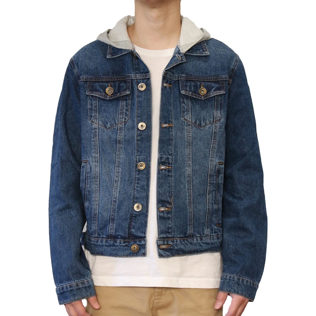 Men's Denim Hoodie Jacket Etsy
