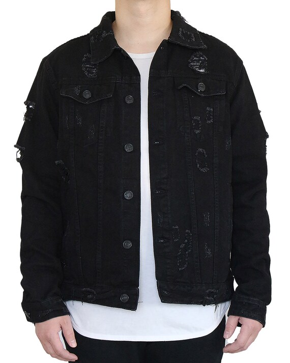 ★FALLETT★DESTROYED DENIM JACKET Amazon.com: LZLER Men's Denim Jackets Distressed Destroyed