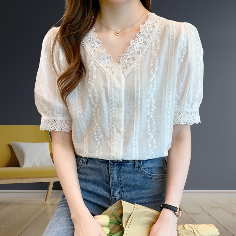 White Cotton Blouse Elegant