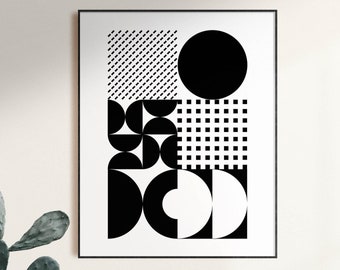 Bauhaus Geometric Art Print, Mid Century Modern Decor