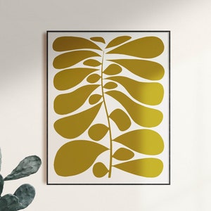 Mid Century Print, leaf stem print, Mid century modern, Flower Market, retro leaf print, mid century print, retro leaf pattern
