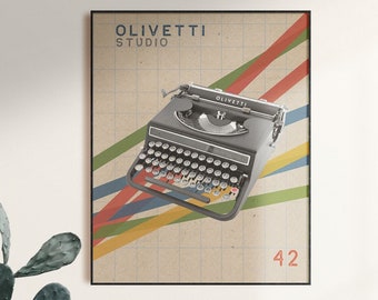 Olivetti Studio 42 Typewriter Art Print, Retro Decor