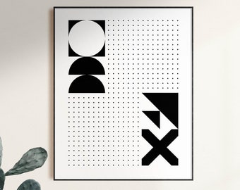 Bauhaus Geometric Print, Modern Minimalist Wall Art