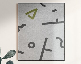 Lámina artística con formas abstractas, decoración moderna de mediados de siglo para el hogar