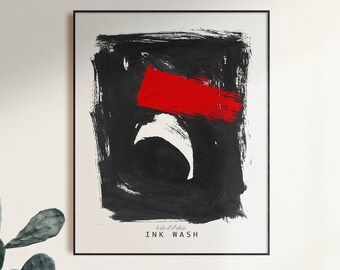 Ink Wash Abstract Art Print, Brush Strokes, Modern Wall Art