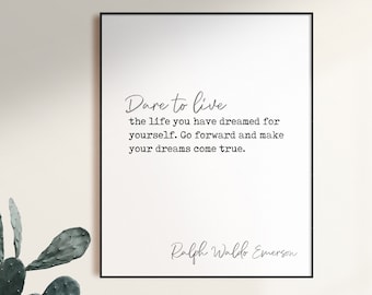 Impression de citation de Ralph Waldo Emerson, art mural inspirant