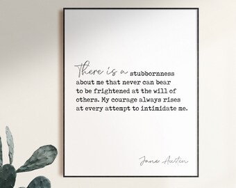 Pride and Prejudice Quote Print, Jane Austen Feminist Art