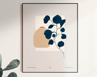 Ethereal Blossoms Print, Vase and Leaves, Boho Home Decor