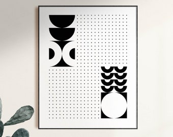 Bauhaus Geometric Shapes Print, Mid-Century Modern Art