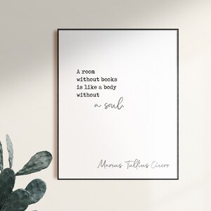 Marcus Tullius Cicero, Cicero Print, Book Print, A Room, Without Books, Literary Quote, Literary Quote Print, Book Poster, Quote Print