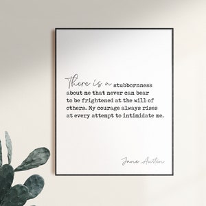 Jane Austen, Orgueils et préjugés, autonomisation des femmes, impression de courage, décoration d&#39;intérieur, citation de livre, impression littéraire, citation féministe, Austen Books