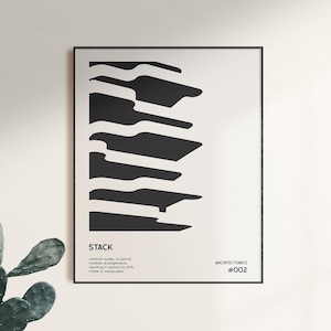 Stack, Architecture Print, Stacked Architecture, Brutalist Building,  Bauhaus Print, Exhibition Poster, Gallery Wall Art, Mid Century Poster