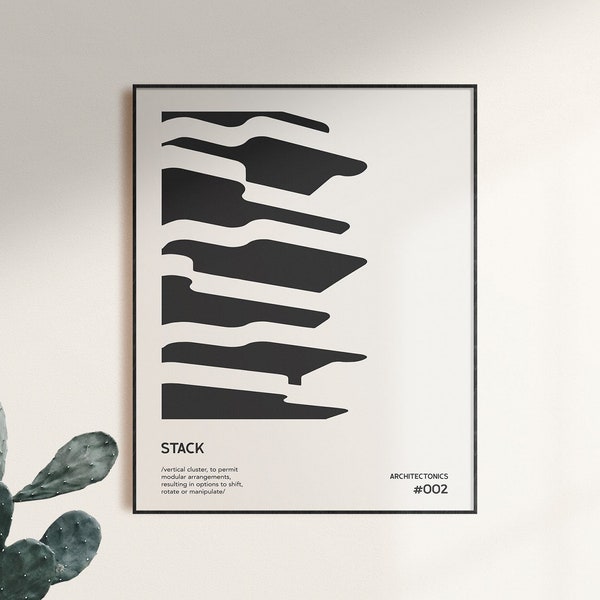Stack, Architecture Print, Stacked Architecture, Brutalist Building,  Bauhaus Print, Exhibition Poster, Gallery Wall Art, Mid Century Poster