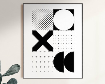 Geometric Bauhaus Art Print, Mid Century Modern, Minimalist Decor