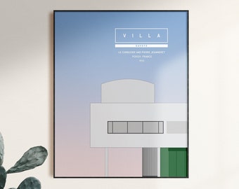 Villa Savoye Art Print, Le Corbusier, Modern Architecture Illustration