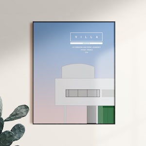 Villa Dermatologe, Le Corbusier, Frankreich, Moderne Architektur, Kunstdruck, grafische Illustration, Brutalistische Architektur, Architekt Druck, Minimal