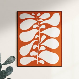 Retro Print, Retro Flower, Minimalistic Floral, Leaf Print, Leaves print, retro leaf pattern, Mid century modern, Flower Market