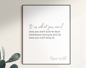 Lámina con cita de Oscar Wilde, arte minimalista de máquina de escribir