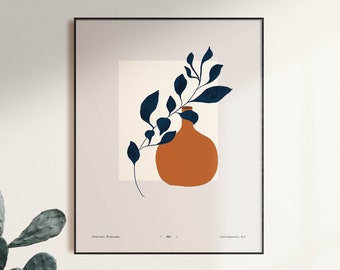 Minimalist Flower Print, Beige Boho Botanical Art