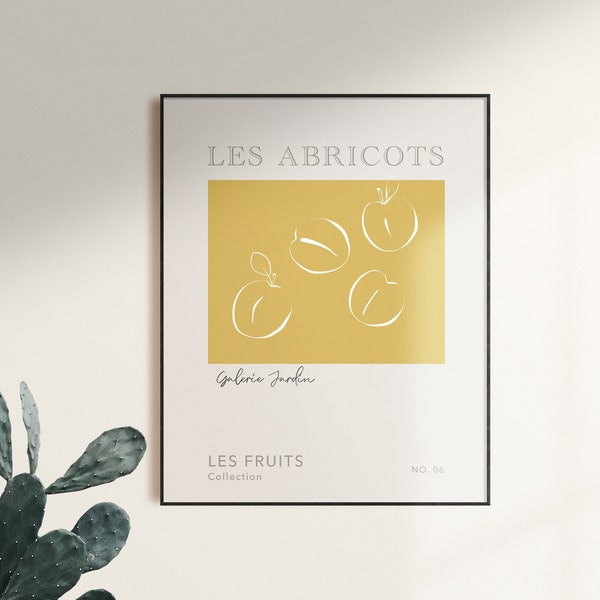 Apricots Print, Abricots Poster, French Art, Illustration Fruit, Les Abricots, Housewarming Gift, Fruit Art, Still Life Print, Fruit Gift