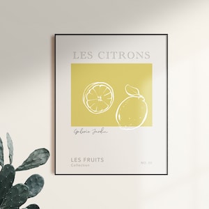 Lemon Print, Les Citrons, Art Print, A4, A3, A2, A1, Citrons Poster, Lemons Prints, Citrus Print, Wall Art, Lemon Print, French Food, French