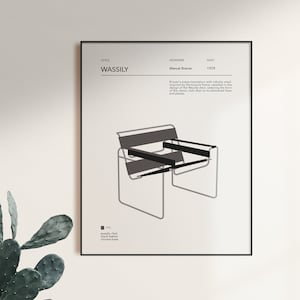 Wassily Chair, Marcel Breuer, Art Print, Minimal Furniture,  Bauhaus Design, Exhibition Poster, Minimalist Abstract, Office Decor, Gift Idea