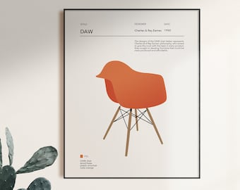 Eames DAW Chair Art Print, Mid-Century Modern Office Decor