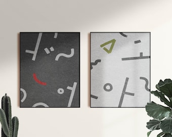 Abstract Shapes Art Print Set, Modern Gallery Wall Decor
