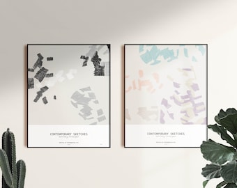 Abstract Lines Art Print Set, Contemporary Sketches, Gallery Wall