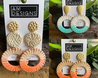 Raffia statement earrings | Boho earrings