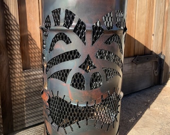 Tiki Face Fire Pit Can, Outdoor Patio Decor