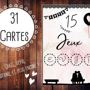 Jeux EVJF enterrement vie jeune fille 31 cartes français TÉLÉCHARGEMENT NUMÉRIQUE Future mariée, Mariage, Témoin, Quizz