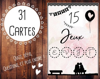 Bachelorette party games 31 French cards DIGITAL DOWNLOAD Future bride, Wedding, Witness, Quizz