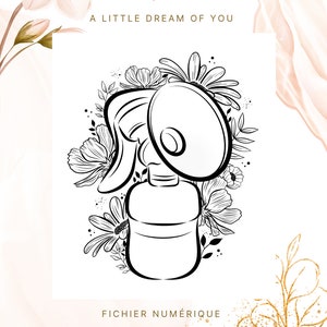 Breast Pump Illustration Breastfeeding | Mom Midwife Doula | Pump Download PNG SVG | Line Art Cricut Maternity Breast Milk