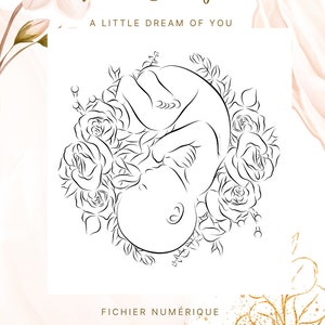 Baby Line Art Illustration | Fetus in utero | PNG SVG CRICUT | Birth Gift Maternity Mom Baby Art