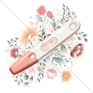 Test de Grossesse Fleurs | Téléchargement numérique ou IMPRESSION | Bebe Naissance Maternite | Maman | Line Art
