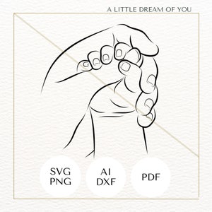 Mão bebê | SVG PNG Ai dxf pdf | Arquivos clipart/vetoriais | Criações Recortando Imagem Linha Arte Minimalista